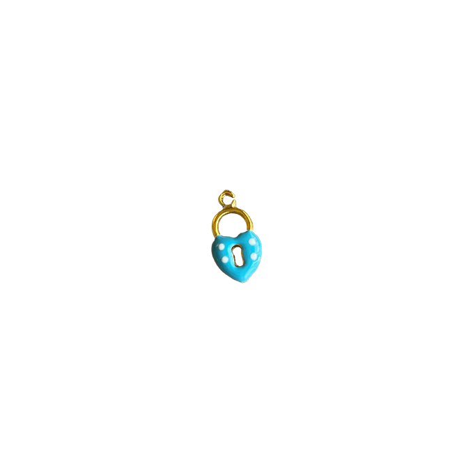 Mini blue heart lock charm