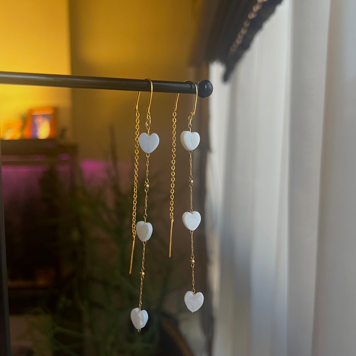White Hearts Earrings