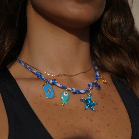 Aqua charms necklace