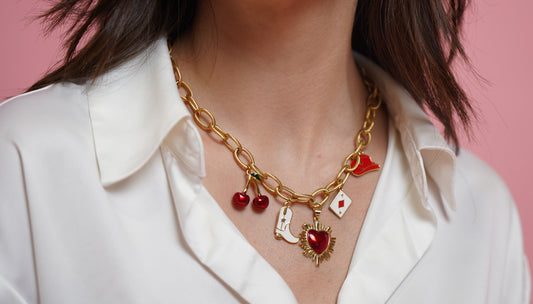 Red obsession big charms necklace