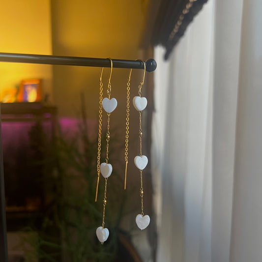 White Hearts Earrings