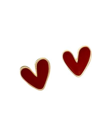 Deep Red Hearts earrings