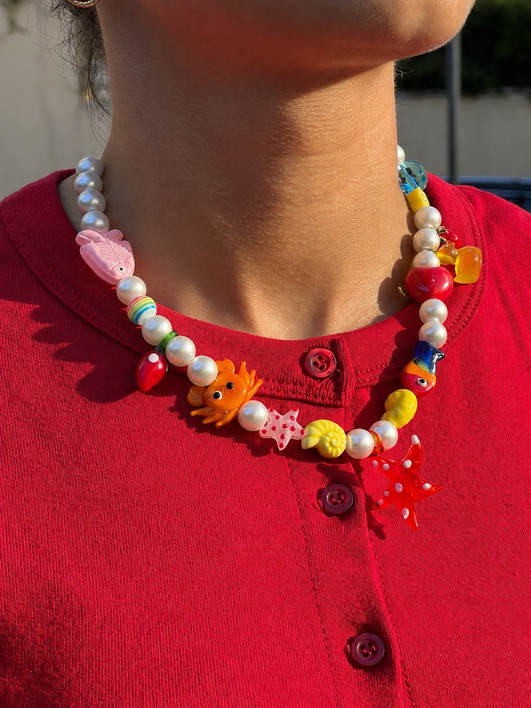 Ocean glass beads necklace