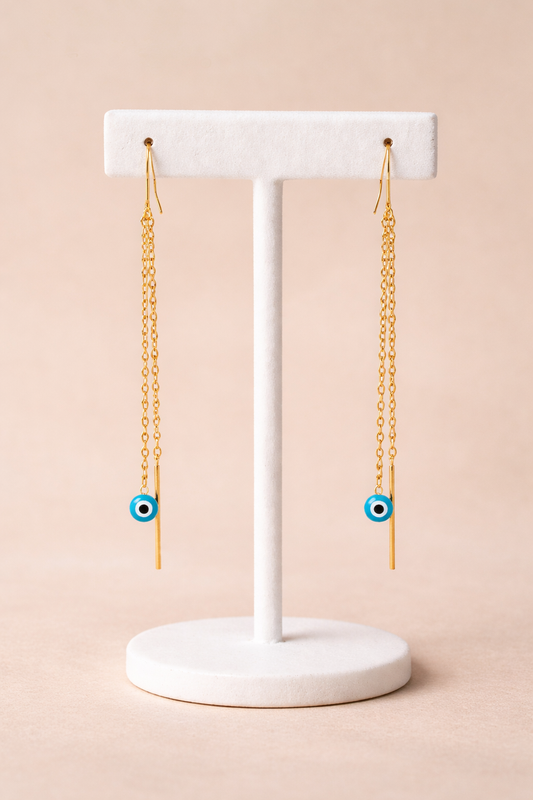 Long evil eye earrings