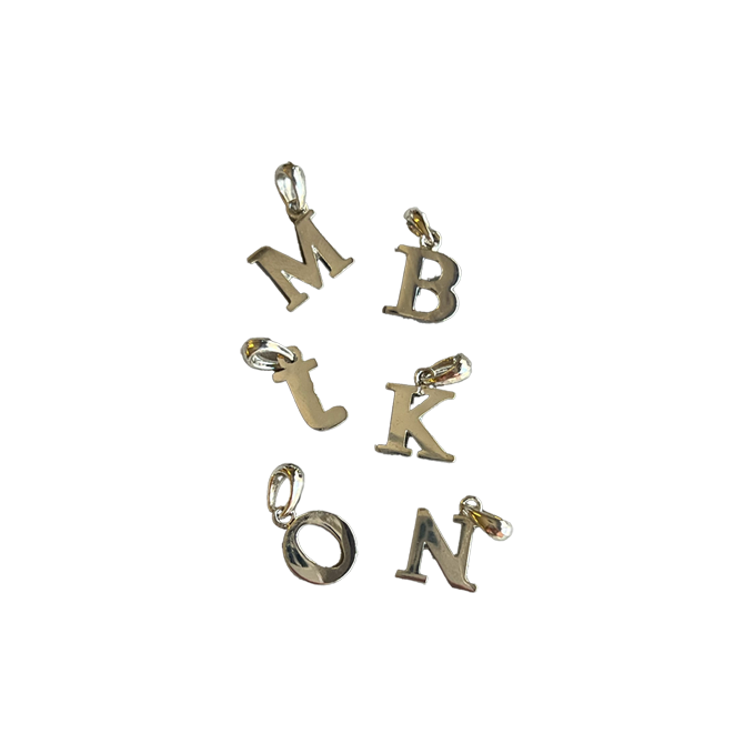 Silver letters charm