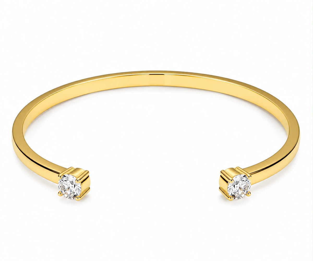 Double gem gold bangle